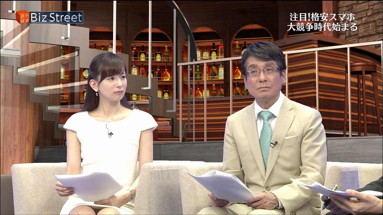 BS-TBS「週刊報道 Bizストリート」でミニスカートを履きパンチラする皆藤愛子アナ