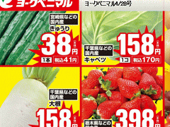 他県産はあっても福島産イチゴもキュウリも無い福島県須賀川市のスーパーのチラシ