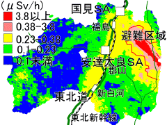 福島の放射能汚染地帯を縦断する東北道
